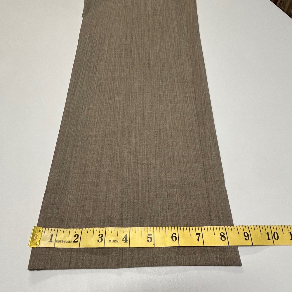 St John Women Trouser Pants 8 Straight Leg Wool Blend Belted Taupe Brown Career - Picture 10 of 11